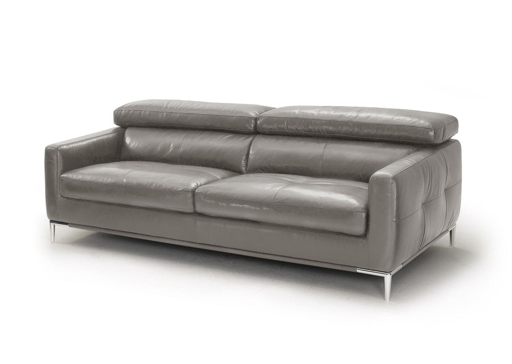 Homeroots 79" Dark Gray Leather Sofa With Silver Legs   488831