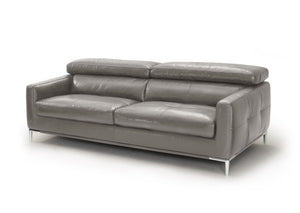 Homeroots 79" Dark Gray Leather Sofa With Silver Legs   488831