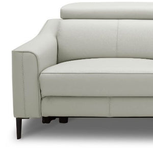 Homeroots 74" Gray Leather Reclining Sofa With Black Legs   488832