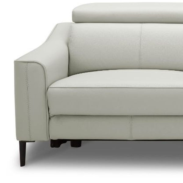 Homeroots 74" Gray Leather Reclining Sofa With Black Legs   488832