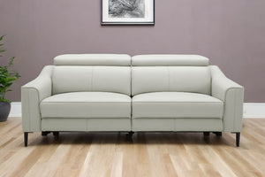 Homeroots 74" Gray Leather Reclining Sofa With Black Legs   488832