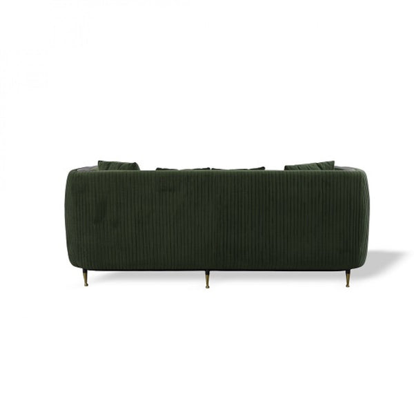 Homeroots 84" Dark Green Velvet Sofa With Black And Gold Legs   488835
