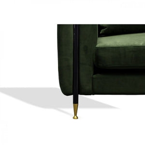 Homeroots 84" Dark Green Velvet Sofa With Black And Gold Legs   488835