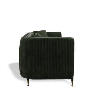 Homeroots 84" Dark Green Velvet Sofa With Black And Gold Legs   488835