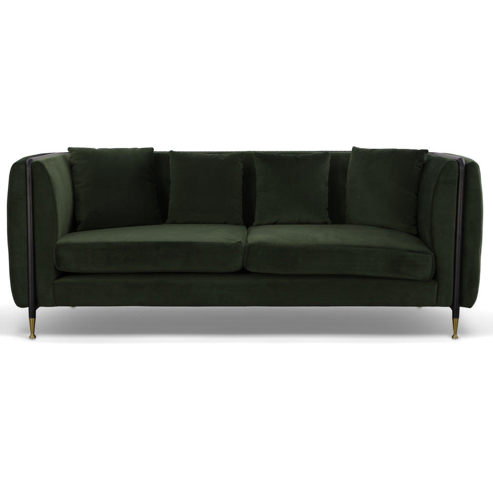Homeroots 84" Dark Green Velvet Sofa With Black And Gold Legs   488835