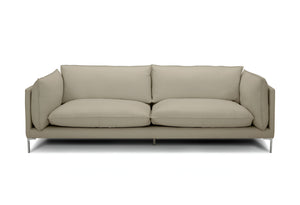 Homeroots 96" Taupe Leather Sofa With Silver Legs   488836