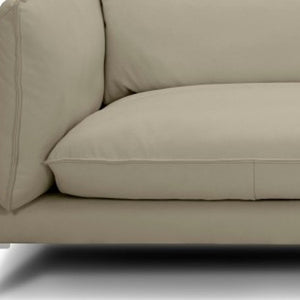 Homeroots 96" Taupe Leather Sofa With Silver Legs   488836