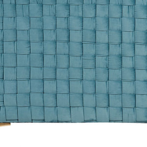 Homeroots 83" Teal Blue Velvet Sofa With Gold Legs   488837