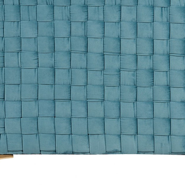 Homeroots 83" Teal Blue Velvet Sofa With Gold Legs   488837