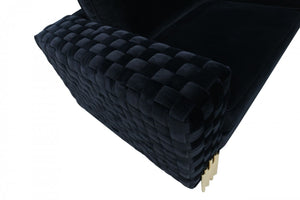 Homeroots 95" Black Velvet Sofa With Gold Legs   488838
