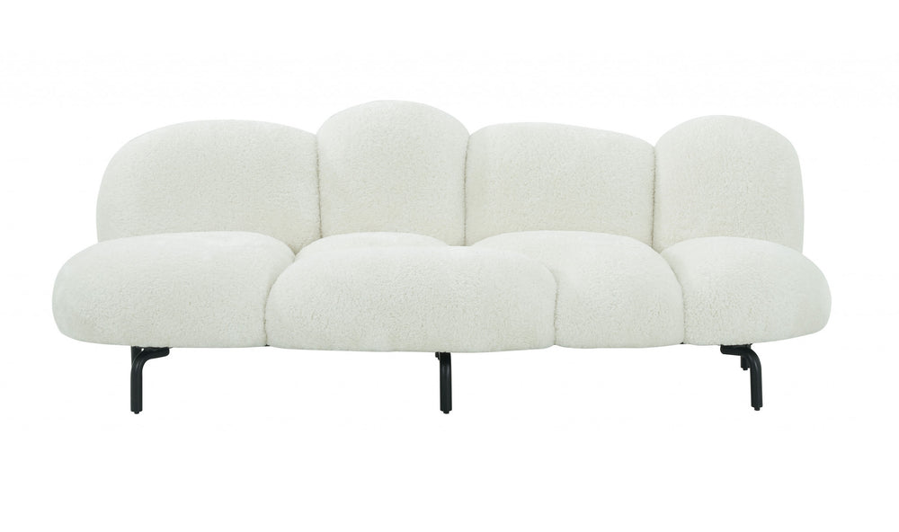 Homeroots 87" White Sofa With Black Legs   488840