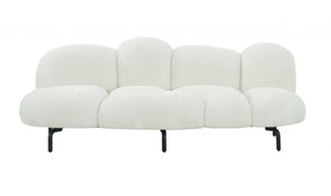 Homeroots 87" White Sofa With Black Legs   488840