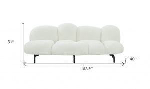 Homeroots 87" White Sofa With Black Legs   488840