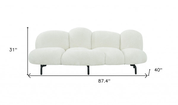 Homeroots 87" White Sofa With Black Legs   488840