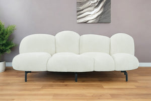 Homeroots 87" White Sofa With Black Legs   488840