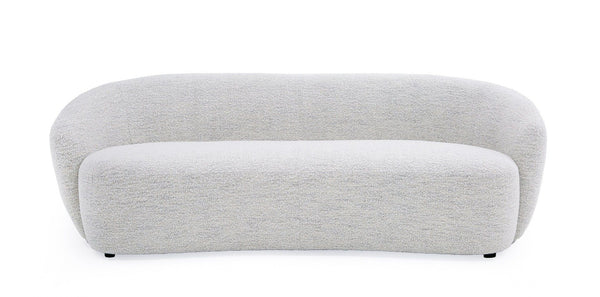 Homeroots 90" Off White Fabric Sofa With Black Legs   488843