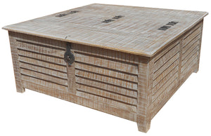 HomeRoots 40" Gray Distressed Solid Wood Square Lift-Top Coffee Table - Vintage Charm & Hidden Storage 488846
