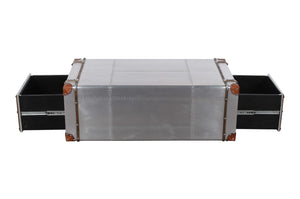 Homeroots 48" Silver Aluminum Rectangular Storage Coffee Table   488847