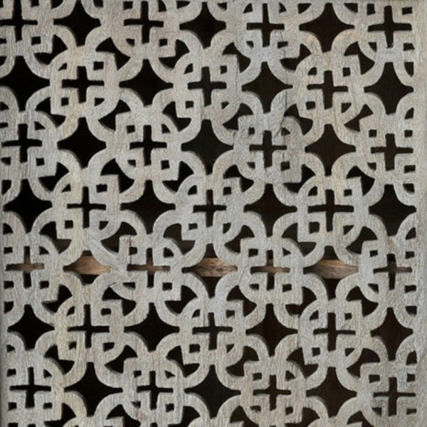 Homeroots 55" Gray Solid Wood Cabinet Enclosed Storage Worn Tv Stand  Solid Wood 488848