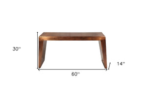 Homeroots 60" Copper Aluminum Sled Console Table   488849
