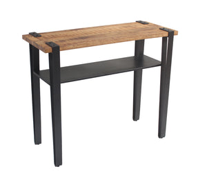 Homeroots Set Of Two 36" Brown And Black Solid Wood Distressed Console Table With Storage   488850