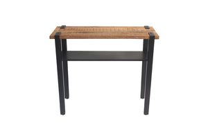 HomeRoots Set of Two 36" Distressed Console Tables in Brown and Black - Stylish Storage for Any Room 488850