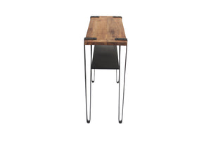HomeRoots Set of Two 36" Distressed Console Tables in Brown and Black - Stylish Storage for Any Room 488850
