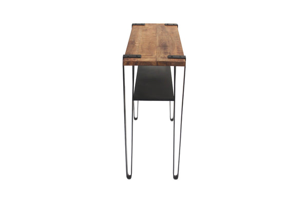 HomeRoots Set of Two 36" Distressed Console Tables in Brown and Black - Stylish Storage for Any Room 488850