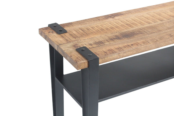 HomeRoots Set of Two 36" Distressed Console Tables in Brown and Black - Stylish Storage for Any Room 488850