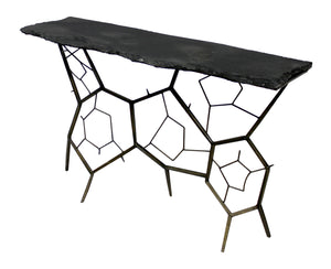 Homeroots 51" Black Stone Abstract Console Table   488856