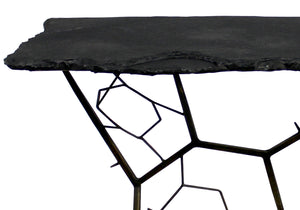 Homeroots 51" Black Stone Abstract Console Table   488856