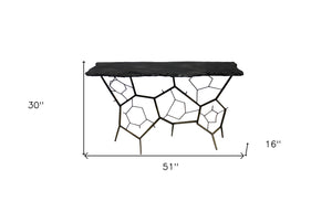 Homeroots 51" Black Stone Abstract Console Table   488856