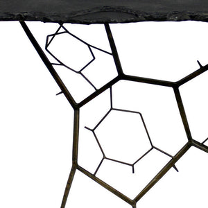 Homeroots 51" Black Stone Abstract Console Table   488856