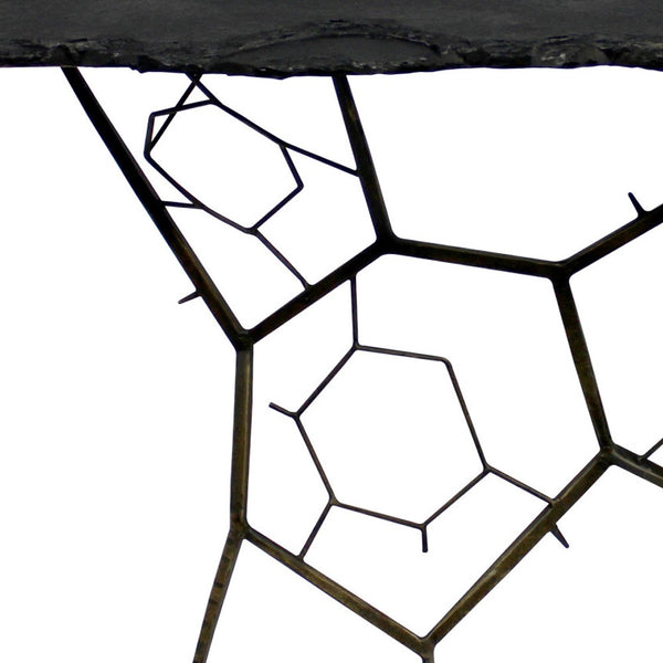 Homeroots 51" Black Stone Abstract Console Table   488856