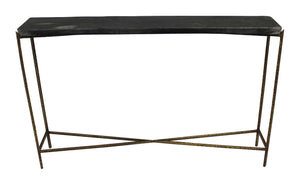 Homeroots 48" Black And Gold Stone Frame Console Table   488857