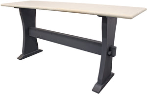 Homeroots 70" Ivory And Black Genuine Marble Trestle Console Table   488860