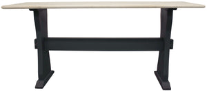 Homeroots 70" Ivory And Black Genuine Marble Trestle Console Table   488860