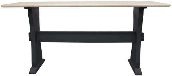 Homeroots 70" Ivory And Black Genuine Marble Trestle Console Table   488860