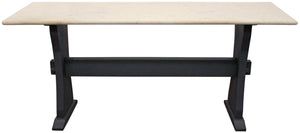 Homeroots 70" Ivory And Black Genuine Marble Trestle Console Table   488860