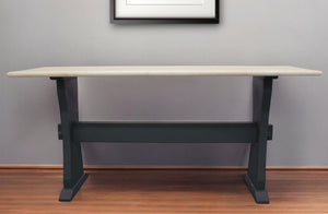 Homeroots 70" Ivory And Black Genuine Marble Trestle Console Table   488860