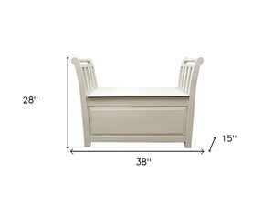 Homeroots 38" White Solid Wood Storage Bench With Flip Top  Solid Wood 488863