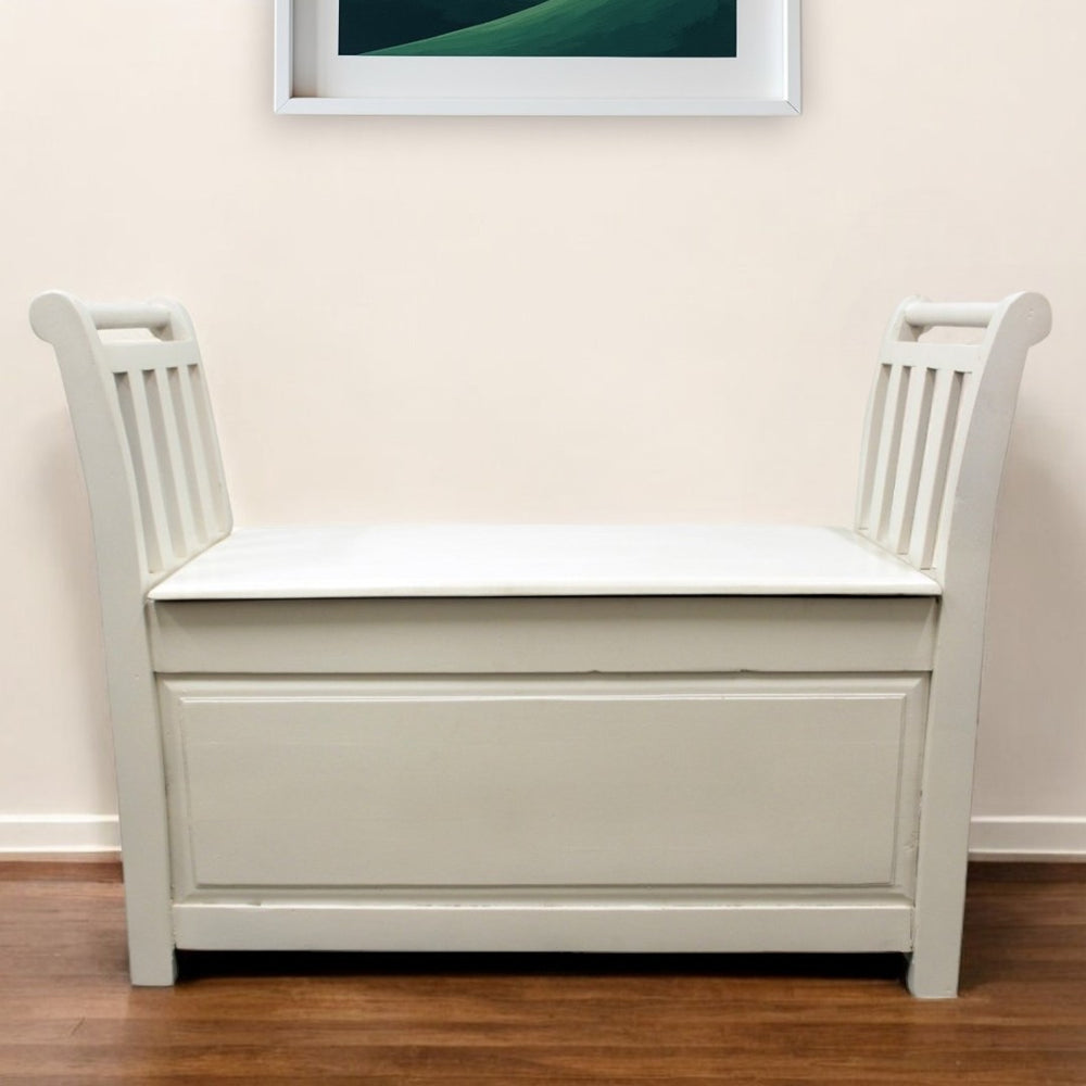 HomeRoots 38" White Solid Wood Storage Bench with Flip-Top Lid - Stylish, Functional Seating for Any Space 488863