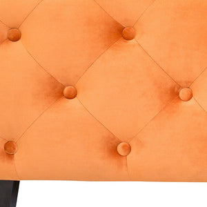 HomeRoots 50" Stylish Orange Velvet Bench with Dark Brown Wood Base - Modern Tufted Accent for Any Space 488866