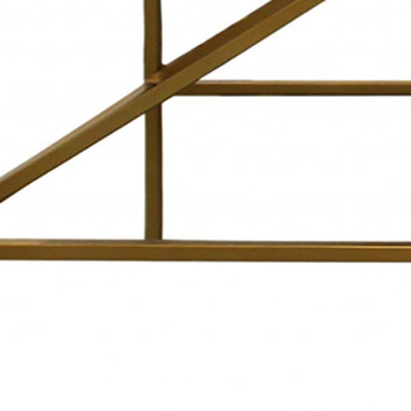 Homeroots 58" Ivory And Gold Upholstered Linen Bench  Metal 488867