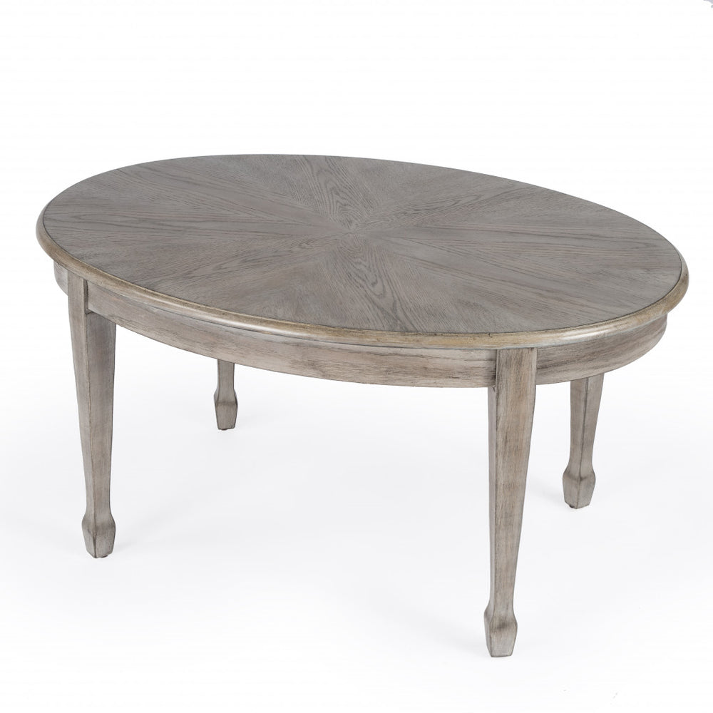 Homeroots 38" Gray Oval Distressed Coffee Table   488877