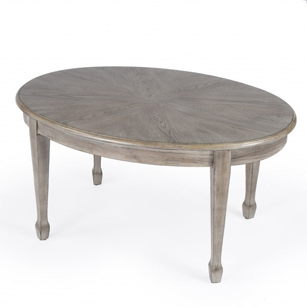 Homeroots 38" Gray Oval Distressed Coffee Table   488877