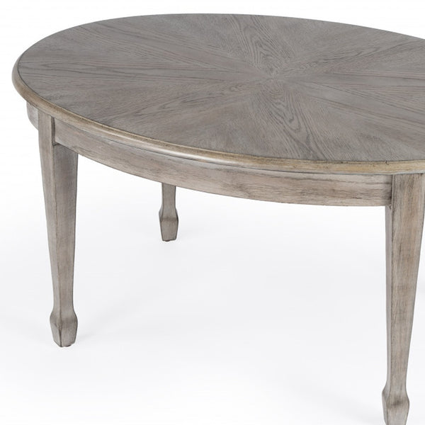 Homeroots 38" Gray Oval Distressed Coffee Table   488877