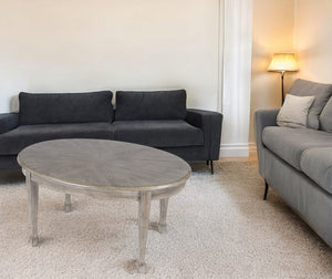 Homeroots 38" Gray Oval Distressed Coffee Table   488877