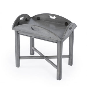 Homeroots 30" Powder Gray Oval Distressed Adjustable Shape Coffee Table   488879