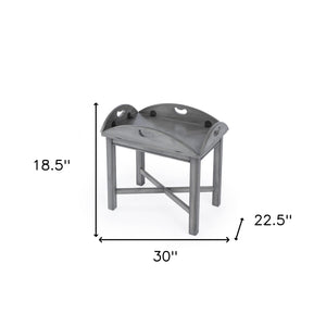 Homeroots 30" Powder Gray Oval Distressed Adjustable Shape Coffee Table   488879